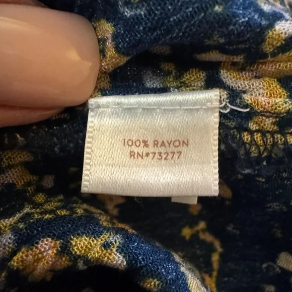 Lauren Conrad Blouse Teal & Yellow Gold Floral, Ruffles, 3/4 Sleeve, Feminine XL - Picture 12 of 16